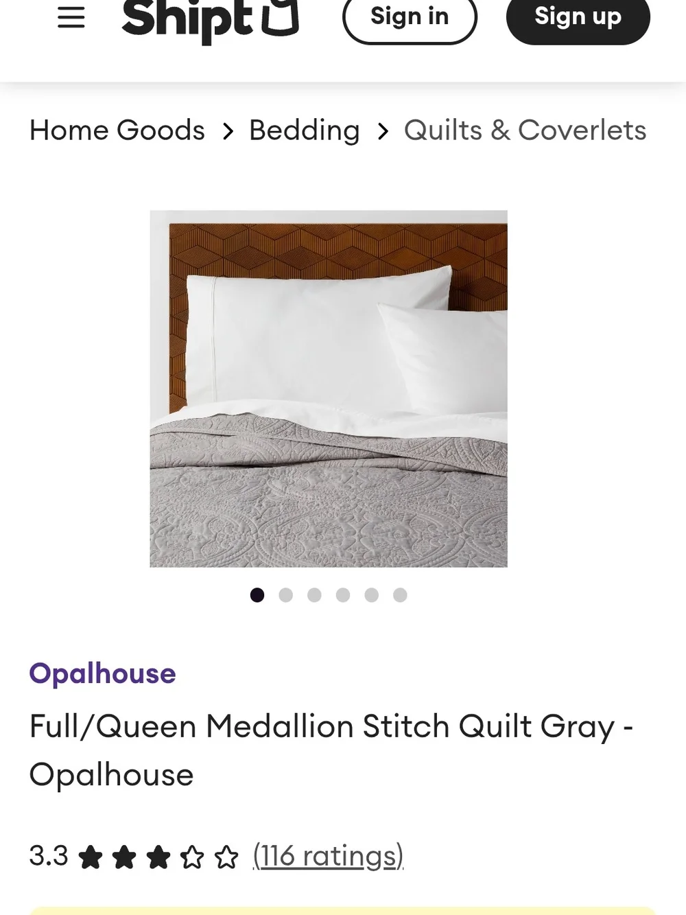 Opalhouse Medallion Stitch Gray Quilt
